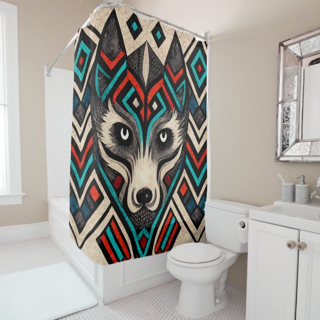 Aztec Wolf Face Duschvorhang (Beispiel)