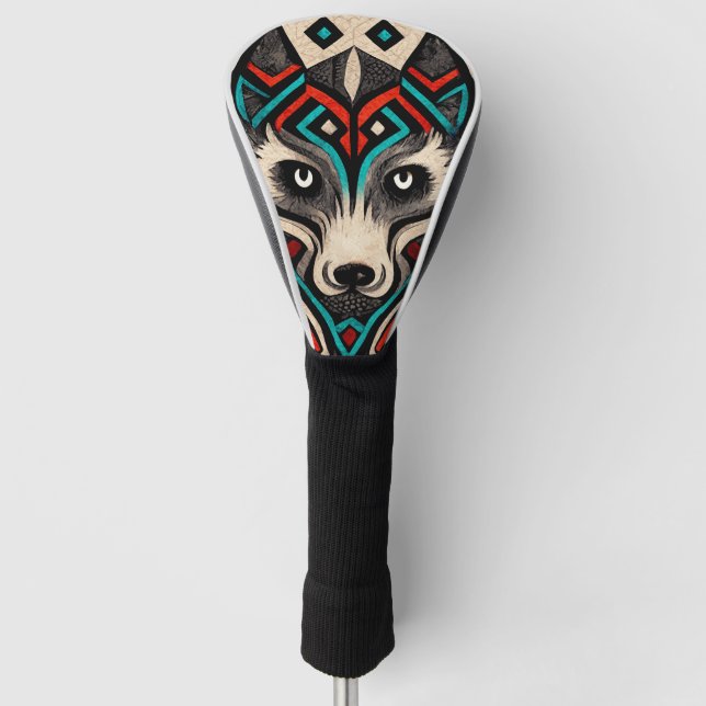 Aztec Wolf Face Golf Headcover (Vorderseite)