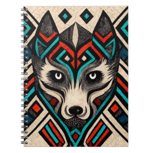 Aztec Wolf Face Notizblock
