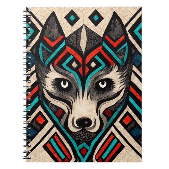 Aztec Wolf Face Notizblock (Vorderseite)