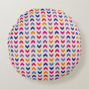 Aztec Zickzack Farbmuster Rundes Kissen