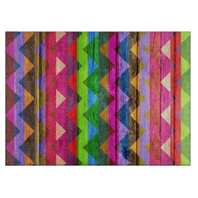 Aztec Zickzack Wood Abstrakt Schneidebrett (Vorderseite)