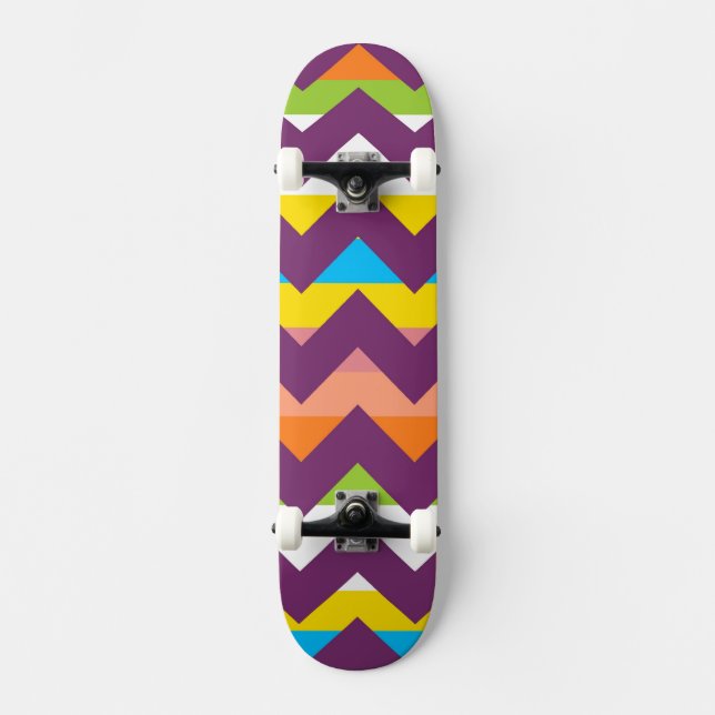Aztec Zickzack Zigzag Streifenmuster 10 Skateboard (Vorderseite)