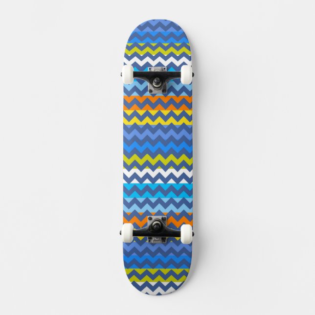 Aztec Zickzack Zigzag Streifenmuster 3 Skateboard (Vorderseite)