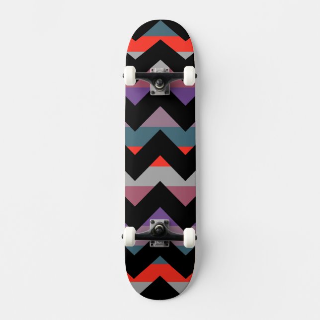 Aztec Zickzack Zigzag Streifenmuster 4 Skateboard (Vorderseite)