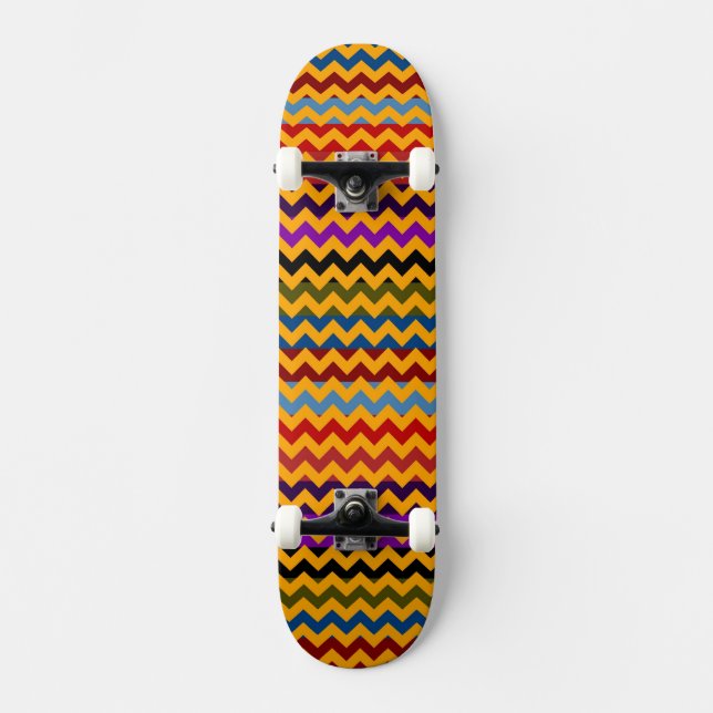 Aztec Zickzack Zigzag Streifenmuster 5 Skateboard (Vorderseite)