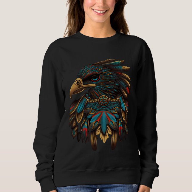 Azteca Falcon Traditional Aztec Colorful Mexican A Sweatshirt (Vorderseite)