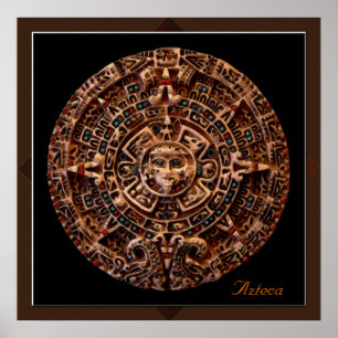 "AZTECA" Maya Sun Calender Art Print Poster