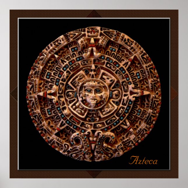 "AZTECA" Maya Sun Calender Art Print Poster (Vorne)