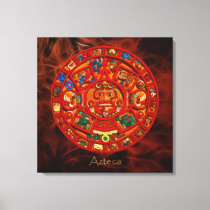 AZTECA ~ Mayan - Aztec Sun Calendar Art Print Leinwanddruck
