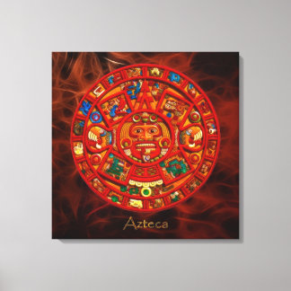 AZTECA ~ Mayan - Aztec Sun Calendar Art Print Leinwanddruck