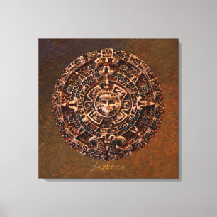 AZTECA ~ Mayan - Aztec Sun Calender Art Print Leinwanddruck