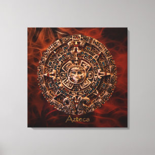 AZTECA ~ Mayan - Aztec Sun Calender Art Print Leinwanddruck