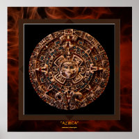 AZTECA ~ Mayan - Aztec Sun Calender Art Print LGE