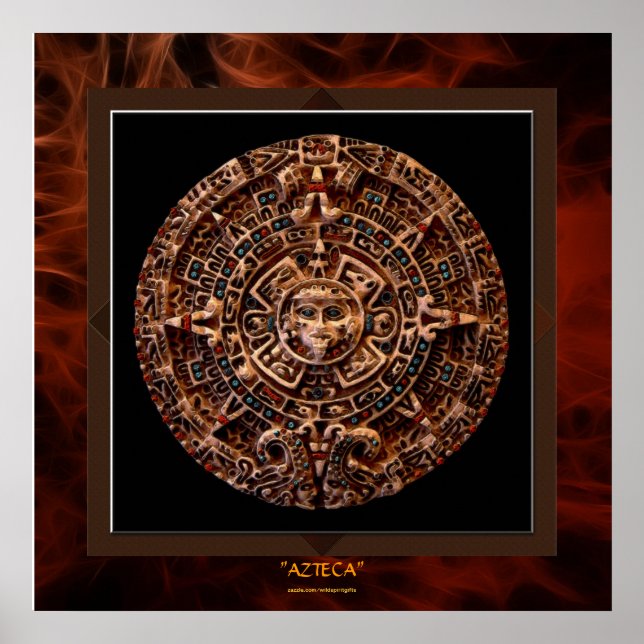 AZTECA ~ Mayan - Aztec Sun Calender Art Print LGE Poster (Vorne)