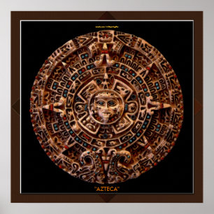 AZTECA ~ Mayan - Aztec Sun Calender Art Print Poster