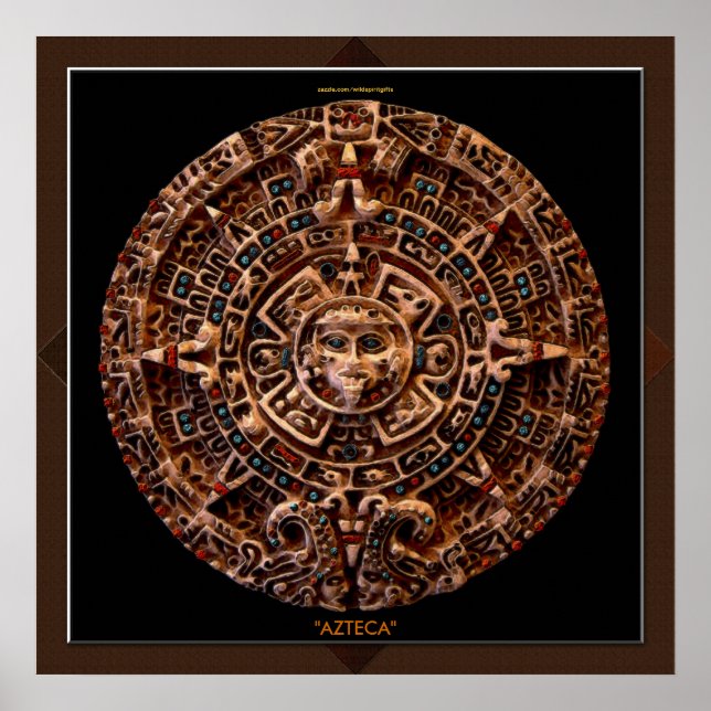 AZTECA ~ Mayan - Aztec Sun Calender Art Print Poster (Vorne)