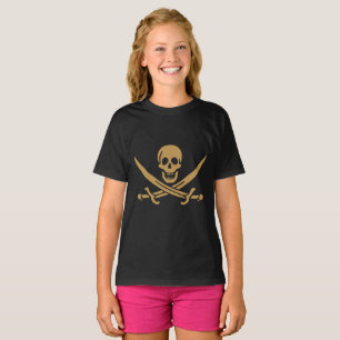 Aztecengold-Totenschädel und Cutlass-Pirat Calico T-Shirt