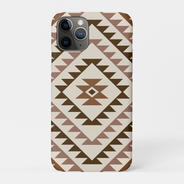 Aztek-Diamant-Motiv-Design Braun+Creme Case-Mate iPhone Hülle (Rückseite)
