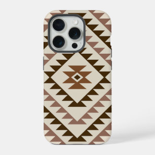 Aztek-Diamant-Motiv-Design Braun+Creme iPhone 15 Pro Hülle