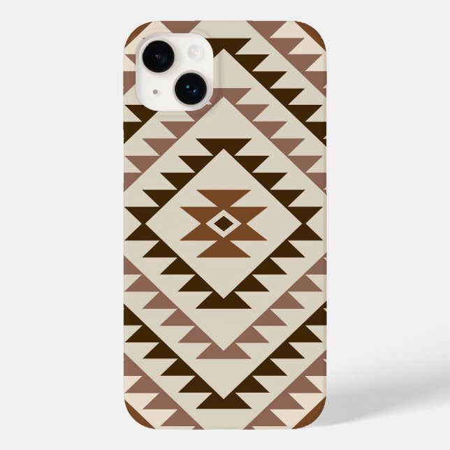 Aztek-Diamant-Muster-Design Braun+Creme Case-Mate iPhone Hülle (Rückseite)