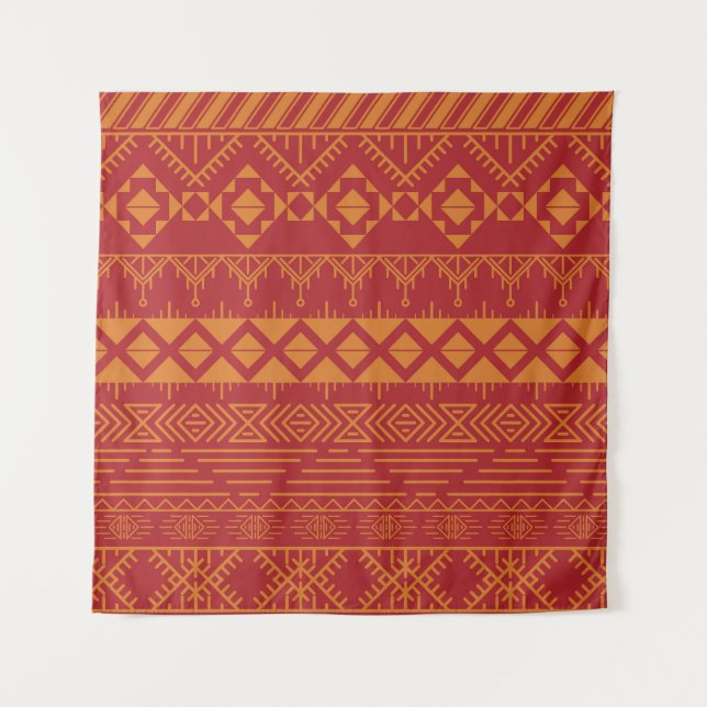 Aztek-Retro: Vintage-Musterdesign. Wandteppich (Vorderseite)