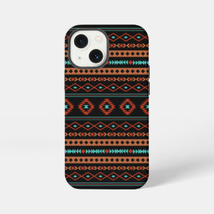 Aztek-Rost-Türkis-Schwarz-Mischmotiv-Muster iPhone 13 Mini Hülle