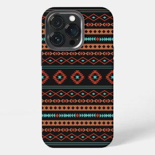 Aztek-Rost-Türkis-Schwarz-Mischmotiv-Muster iPhone 13 Pro Hülle