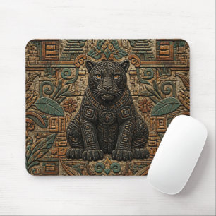 Aztek Schwarzes Panther-Stammesstein-Muster Mousepad