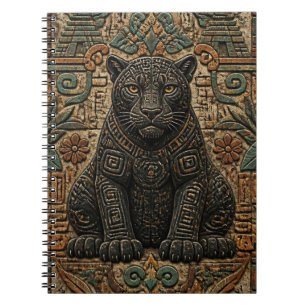 Aztek Schwarzes Panther-Stammesstein-Muster Notizblock