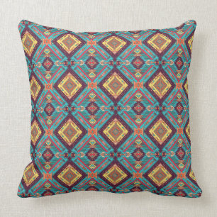 Aztek Teal- und Gelbfliese Kissen