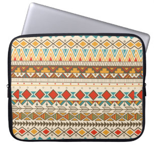 Aztekale Stammbauweise in Streifen, Vintager Illus Laptopschutzhülle