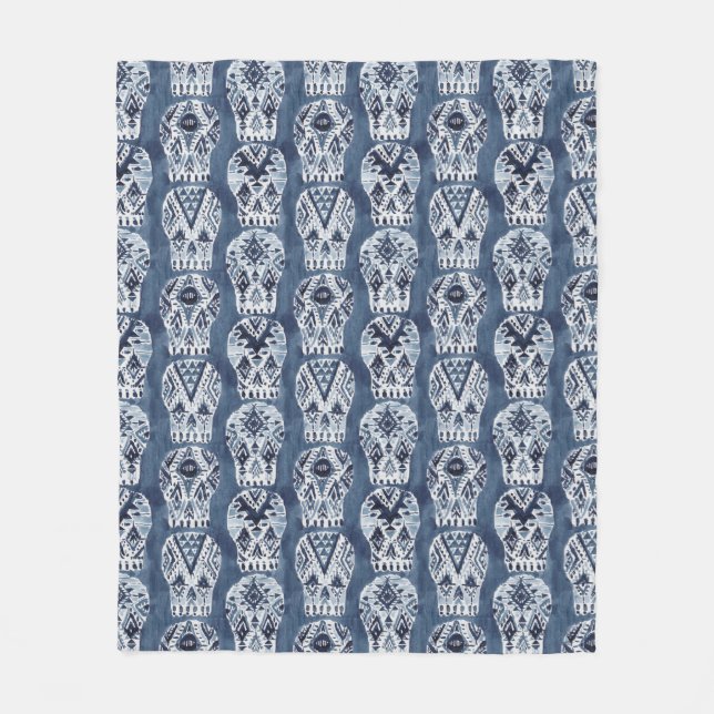 AZTEKE MUERTOS Stammes- Zuckerschädel-Muster Fleecedecke (Vorderseite)