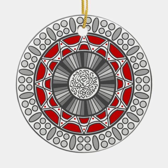 Azteke trifft Alien-Schmuck Keramik Ornament (Vorne)