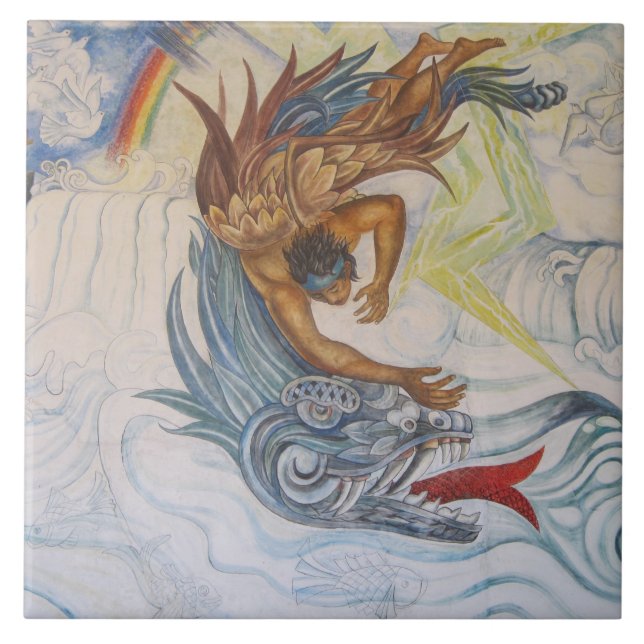 Azteke und Drache Fliese (Vorderseite)