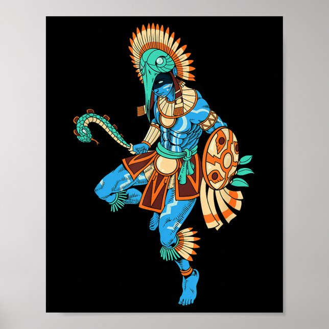 Azteken Gott des Krieges und der Sonne - Huitzilop Poster (Vorne)