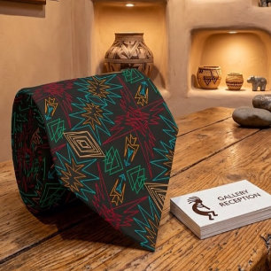 Azteken Indianisch Geometrisches Linienmuster Kuns Krawatte