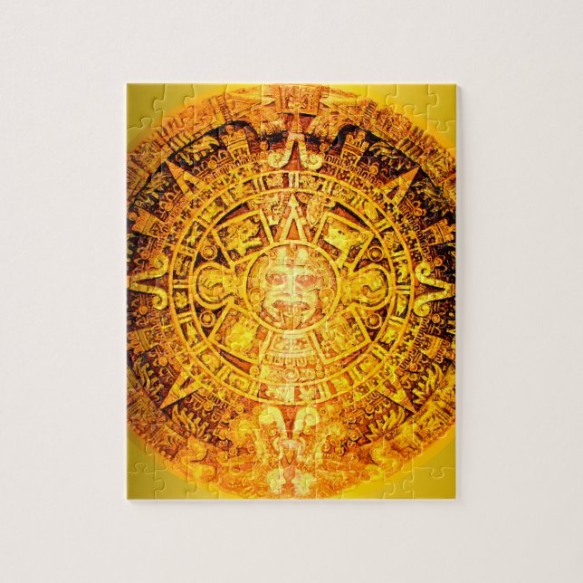 Azteken-Kalender Gold-Effekt Puzzle (Vertikal)