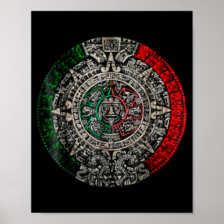 Azteken-Kalender Sonnenstein Mexikanische Kunst Sc Poster