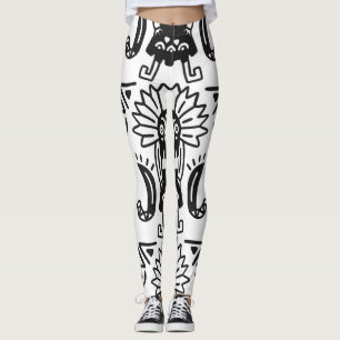 Azteken-Kunst - Eidechsenmuster Leggings
