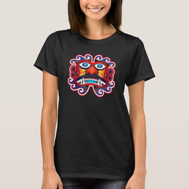 Azteken Maya Sonnengott Gesicht T-Shirt (Vorderseite)