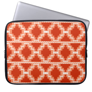 Azteken-Muster - Rost, Orange und Weiß Laptopschutzhülle