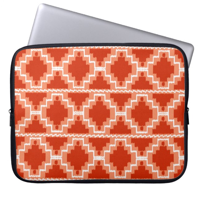 Azteken-Muster - Rost, Orange und Weiß Laptopschutzhülle (Vorderseite)
