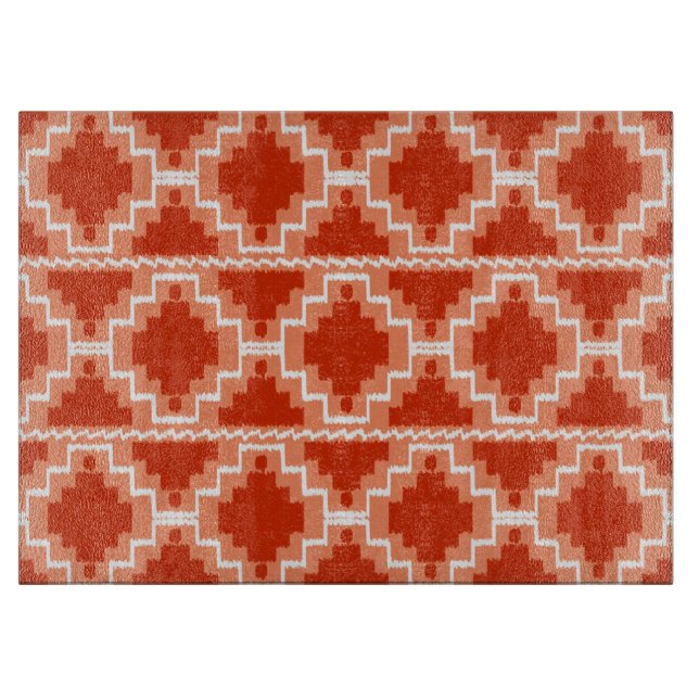 Azteken-Muster - Rost, Orange und Weiß Schneidebrett (Vorderseite)