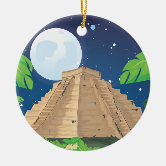 Azteken-Pyramide Keramikornament (Vorne)