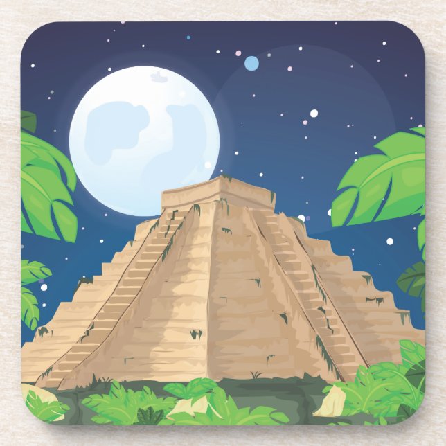 Azteken-Pyramide Untersetzer (Vorderseite)