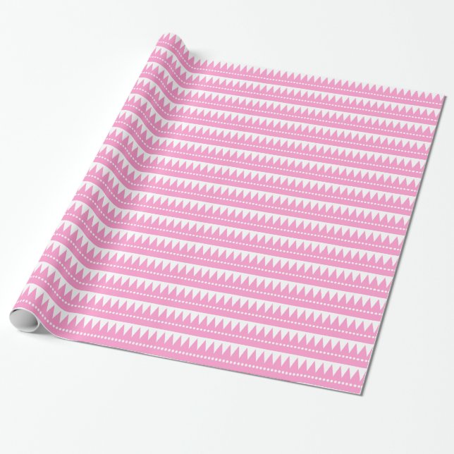 Azteken - Rosa auf Weiß Geschenkpapier (Ungerollt)