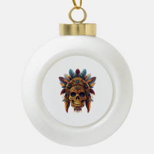 Azteken-Schädel-Reliquie Keramik Kugel-Ornament