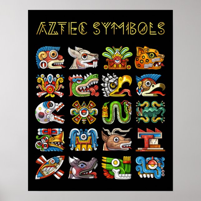 Azteken-Symbole Poster (Vorne)