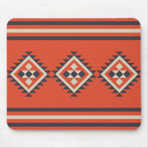 Aztekendesign in orangen, beigen und blauen Farben Mousepad